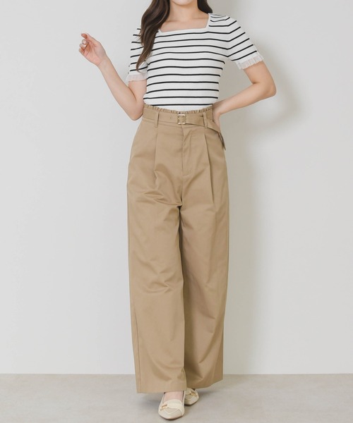 MISCH MASCH（ミッシュマッシュ）の「2026春夏新作 ウエストフリルチノタックワイドパンツ（その他パンツ・レディース・キャメル/ベージュ・M/S）」の7枚目の写真