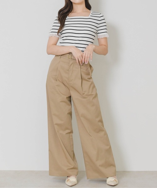 MISCH MASCH（ミッシュマッシュ）の「2026春夏新作 ウエストフリルチノタックワイドパンツ（その他パンツ・レディース・キャメル/ベージュ・M/S）」の8枚目の写真
