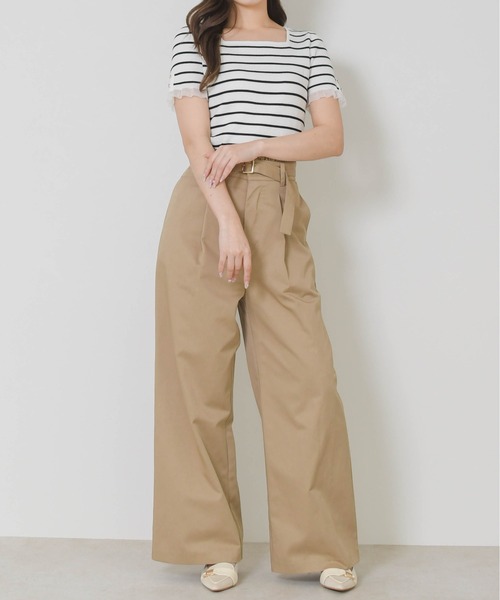 MISCH MASCH（ミッシュマッシュ）の「2026春夏新作 ウエストフリルチノタックワイドパンツ（その他パンツ・レディース・キャメル/ベージュ・M/S）」の9枚目の写真