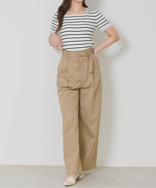 MISCH MASCH（ミッシュマッシュ）の「2026春夏新作 ウエストフリルチノタックワイドパンツ（その他パンツ・レディース・キャメル/ベージュ・M/S）」の10枚目の写真