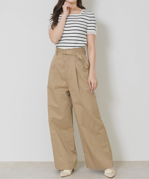 MISCH MASCH（ミッシュマッシュ）の「2026春夏新作 ウエストフリルチノタックワイドパンツ（その他パンツ・レディース・キャメル/ベージュ・M/S）」の11枚目の写真