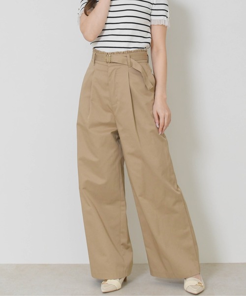 MISCH MASCH（ミッシュマッシュ）の「2026春夏新作 ウエストフリルチノタックワイドパンツ（その他パンツ・レディース・キャメル/ベージュ・M/S）」の4枚目の写真