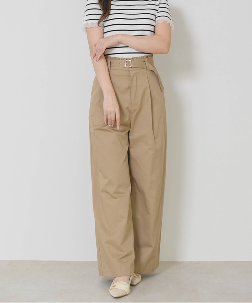 MISCH MASCH（ミッシュマッシュ）の「2026春夏新作 ウエストフリルチノタックワイドパンツ（その他パンツ・レディース・キャメル/ベージュ・M/S）」の5枚目の写真