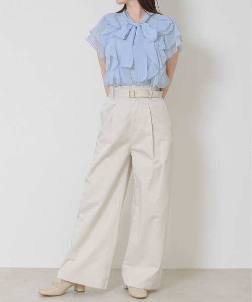 MISCH MASCH（ミッシュマッシュ）の「2026春夏新作 ウエストフリルチノタックワイドパンツ（その他パンツ・レディース・キャメル/ベージュ・M/S）」の20枚目の写真