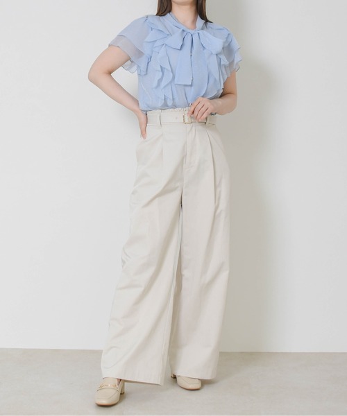MISCH MASCH（ミッシュマッシュ）の「2026春夏新作 ウエストフリルチノタックワイドパンツ（その他パンツ・レディース・キャメル/ベージュ・M/S）」の21枚目の写真