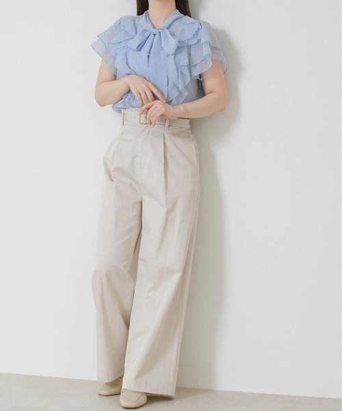 MISCH MASCH（ミッシュマッシュ）の「2026春夏新作 ウエストフリルチノタックワイドパンツ（その他パンツ・レディース・キャメル/ベージュ・M/S）」の16枚目の写真