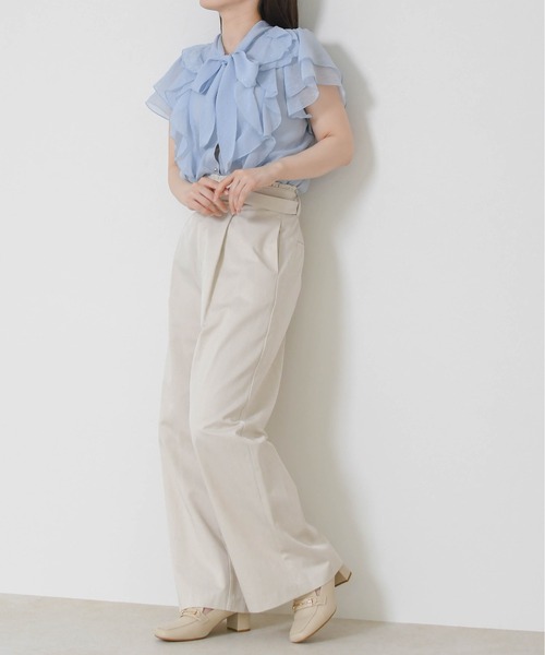 MISCH MASCH（ミッシュマッシュ）の「2026春夏新作 ウエストフリルチノタックワイドパンツ（その他パンツ・レディース・キャメル/ベージュ・M/S）」の17枚目の写真