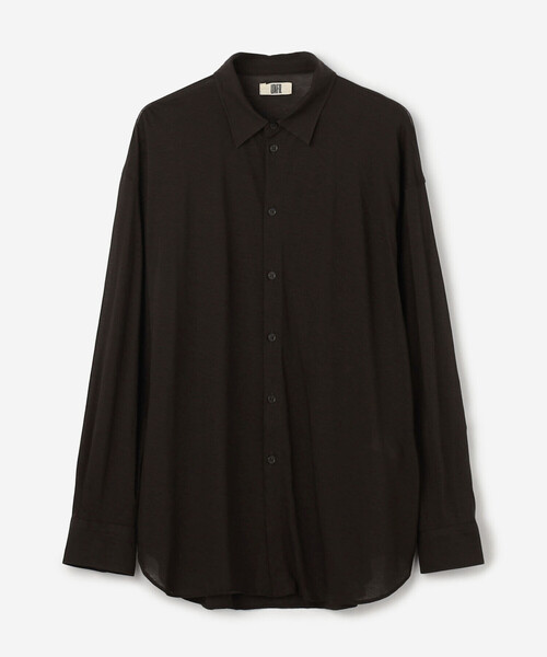 UNFIL(アンフィル)の「UNFIL | コットン シアージャージー レギュラーカラーシャツ WOMEN(シャツ/ブラウス・レディース・アイボリー/ダークブラウン・0)」の11枚目の写真