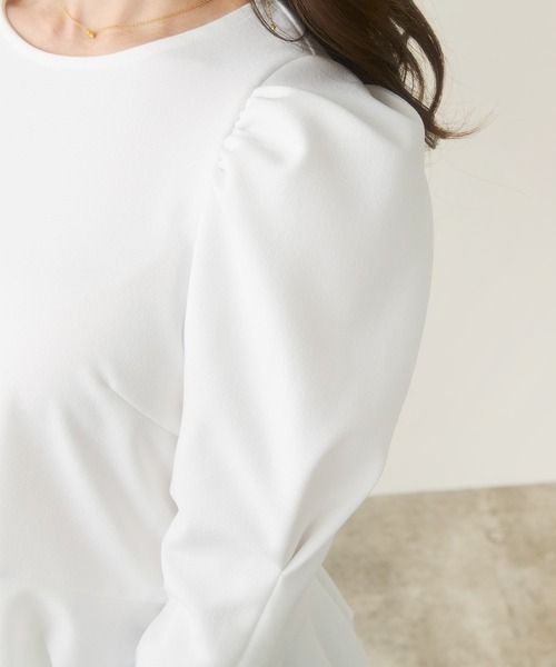 Liala×PG(リアラバイピージー)の「パワーショルダー コクーンペプラム ブラウス 長袖 Liala×PG(シャツ/ブラウス・レディース・ホワイト・S)」の6枚目の写真