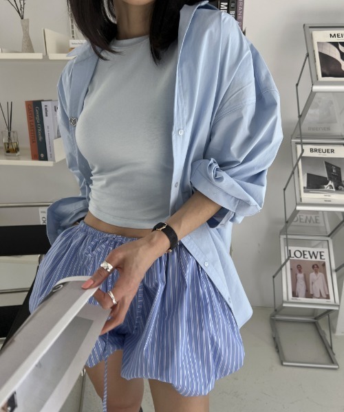 Mela(メラ)の「ストライプバルーンシルエットショートパンツ(その他パンツ・レディース・ピンク/ブルー・FREE)」の19枚目の写真
