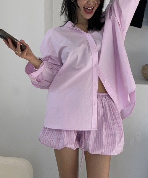 Mela(メラ)の「ストライプバルーンシルエットショートパンツ(その他パンツ・レディース・ピンク/ブルー・FREE)」の3枚目の写真
