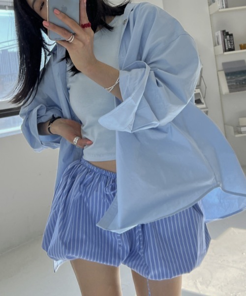 Mela(メラ)の「ストライプバルーンシルエットショートパンツ(その他パンツ・レディース・ピンク/ブルー・FREE)」の12枚目の写真