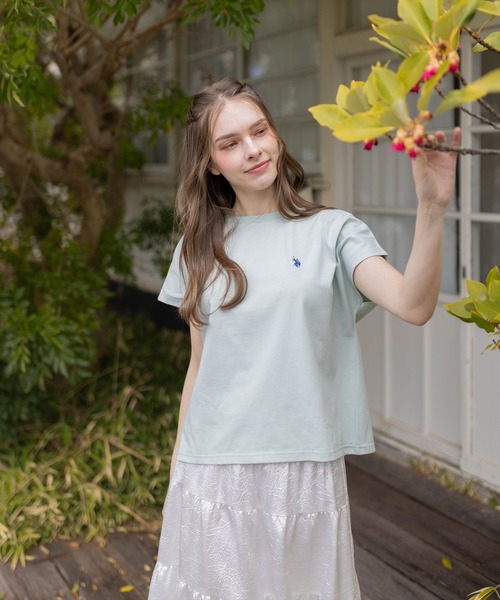 U.S. POLO ASSN.(ユーエスポロアッスン)の「【U.S. POLO ASSN.】clear 別注 フレンチスリーブTシャツ(Tシャツ/カットソー・レディース・ネイビー/ミント/オフホワイト・F)」の2枚目の写真