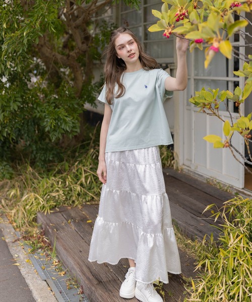 U.S. POLO ASSN.(ユーエスポロアッスン)の「【U.S. POLO ASSN.】clear 別注 フレンチスリーブTシャツ(Tシャツ/カットソー・レディース・ネイビー/ミント/オフホワイト・F)」の13枚目の写真