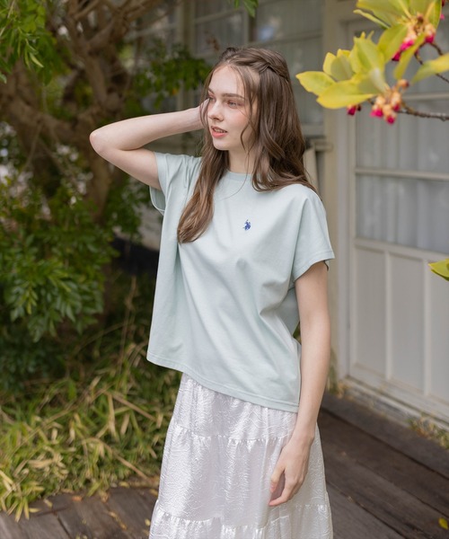 U.S. POLO ASSN.(ユーエスポロアッスン)の「【U.S. POLO ASSN.】clear 別注 フレンチスリーブTシャツ(Tシャツ/カットソー・レディース・ネイビー/ミント/オフホワイト・F)」の10枚目の写真
