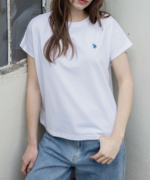 U.S. POLO ASSN.(ユーエスポロアッスン)の「【U.S. POLO ASSN.】clear 別注 フレンチスリーブTシャツ(Tシャツ/カットソー・レディース・ネイビー/ミント/オフホワイト・F)」の4枚目の写真
