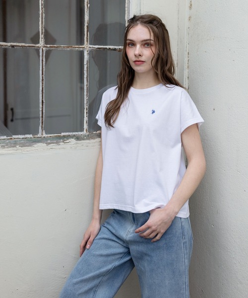 U.S. POLO ASSN.(ユーエスポロアッスン)の「【U.S. POLO ASSN.】clear 別注 フレンチスリーブTシャツ(Tシャツ/カットソー・レディース・ネイビー/ミント/オフホワイト・F)」の6枚目の写真