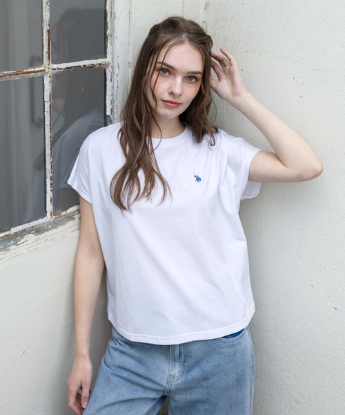 U.S. POLO ASSN.(ユーエスポロアッスン)の「【U.S. POLO ASSN.】clear 別注 フレンチスリーブTシャツ(Tシャツ/カットソー・レディース・ネイビー/ミント/オフホワイト・F)」の5枚目の写真