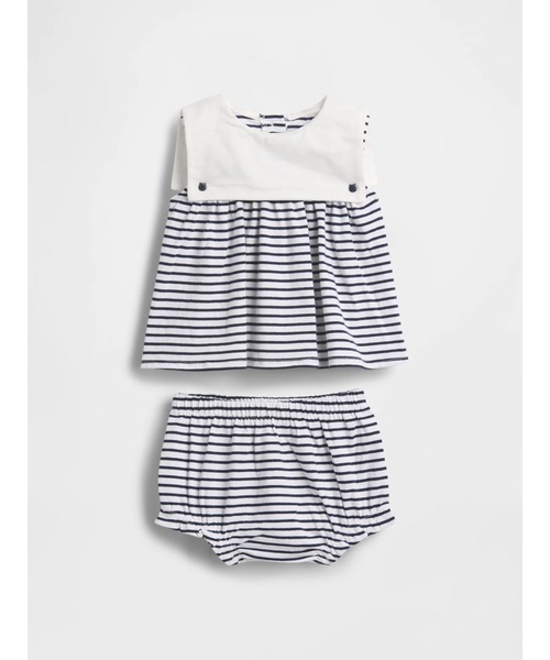 GAP(ギャップ)の「オーガニックコットン セーラーコーデセット (ベビー)(セットアップ・キッズ・ホワイト×ネイビー・90cm/80cm/70cm/60cm)」の1枚目の写真