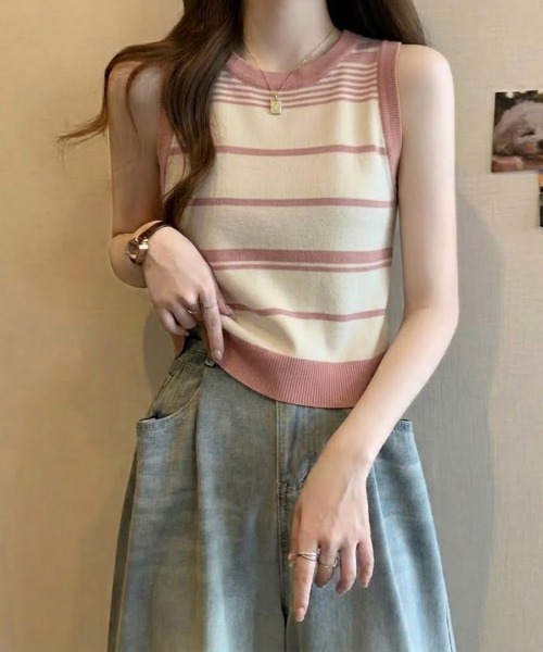 SallyLunn(サリーラン)の「ランダムボーダーベスト(ベスト・レディース・ピンク/ブラック・FREE)」の13枚目の写真