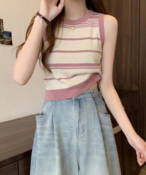 SallyLunn(サリーラン)の「ランダムボーダーベスト(ベスト・レディース・ピンク/ブラック・FREE)」の11枚目の写真