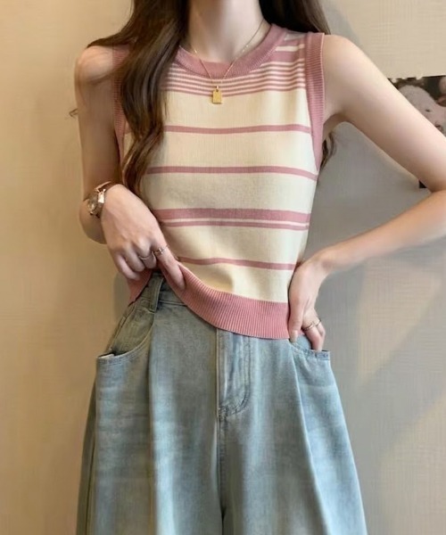 SallyLunn(サリーラン)の「ランダムボーダーベスト(ベスト・レディース・ピンク/ブラック・FREE)」の12枚目の写真