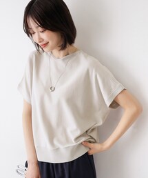 【洗える】後ろボタンフレンチスリーブニット