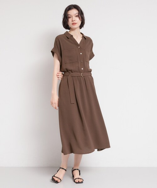 THE SHOP TK (ザ ショップ ティーケー )の「【S-XL/ひんやり/防しわ】欲しいが詰まった 上品フィット&フレアワンピース(ワンピース・レディース・ブルー/ダークブラウン/ネイビー・14/13/12/11)」の9枚目の写真