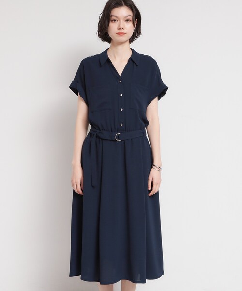 THE SHOP TK (ザ ショップ ティーケー )の「【S-XL/ひんやり/防しわ】欲しいが詰まった 上品フィット&フレアワンピース(ワンピース・レディース・ブルー/ダークブラウン/ネイビー・14/13/12/11)」の19枚目の写真