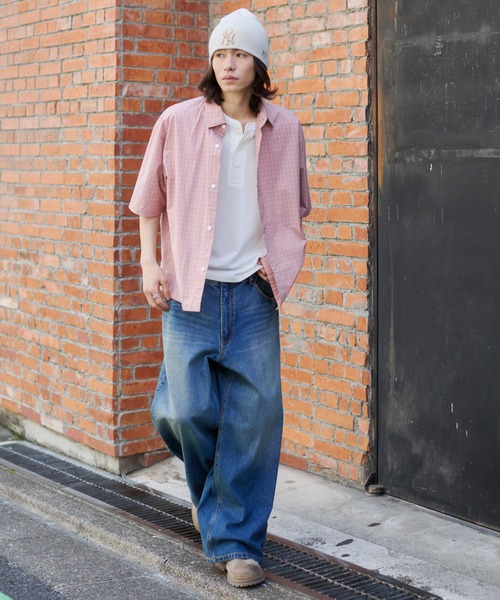 WEGO(ウィゴー)の「WEGO/【26年春夏新作】ミニチェックシャツ(シャツ/ブラウス・メンズ・ピンク/ブラック系その他2・MEDIUM/LARGE)」の4枚目の写真