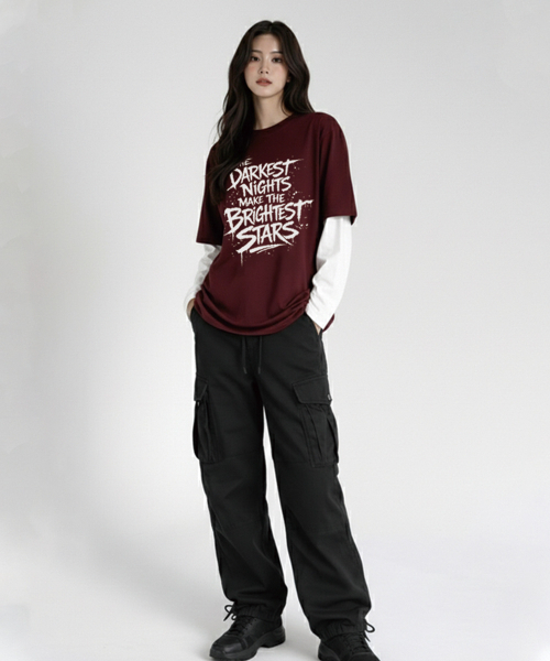 VANNWORKS（バンワークス）の「レイヤード BRIGHTEST STAR ロングスリーブ (VVLL0221) バーガンディ（Tシャツ/カットソー・レディース・その他・SMALL/MEDIUM/LARGE/X-LARGE）」の5枚目の写真