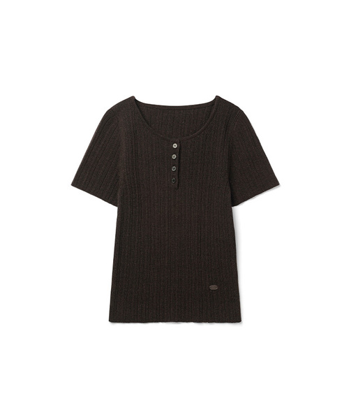 COSTUME O’CLOCK（コスチュームオクロック）の「[ITALY] スリムヘンリーネックリブハーフニット 5カラー COWKT011（Tシャツ/カットソー・レディース・ブラック/アイボリー/ブラウン/オートミール/グレー・F）」の4枚目の写真