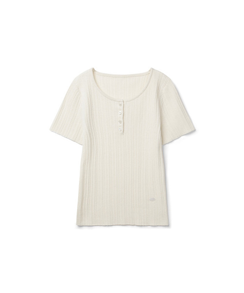 COSTUME O’CLOCK（コスチュームオクロック）の「[ITALY] スリムヘンリーネックリブハーフニット 5カラー COWKT011（Tシャツ/カットソー・レディース・ブラック/アイボリー/ブラウン/オートミール/グレー・F）」の2枚目の写真