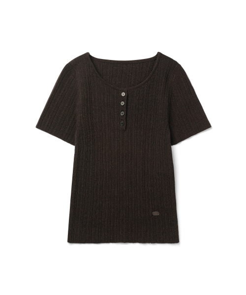 COSTUME O’CLOCK（コスチュームオクロック）の「[ITALY] スリムヘンリーネックリブハーフニット 5カラー COWKT011（Tシャツ/カットソー・レディース・ブラック/アイボリー/ブラウン/オートミール/グレー・F）」の12枚目の写真