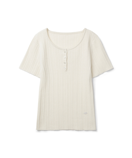 COSTUME O’CLOCK（コスチュームオクロック）の「[ITALY] スリムヘンリーネックリブハーフニット 5カラー COWKT011（Tシャツ/カットソー・レディース・ブラック/アイボリー/ブラウン/オートミール/グレー・F）」の6枚目の写真