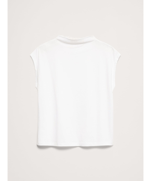 Banana Republic(バナナリパブリック)の「シルキー コットン モックネックトップス(Tシャツ/カットソー・レディース・ホワイト/ブルー・XS/S/M/L)」の6枚目の写真
