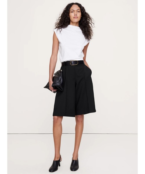 Banana Republic(バナナリパブリック)の「シルキー コットン モックネックトップス(Tシャツ/カットソー・レディース・ホワイト/ブルー・XS/S/M/L)」の3枚目の写真