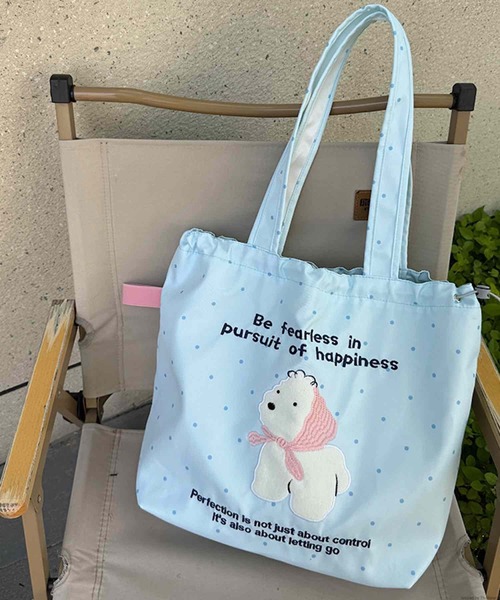 TONE SELECT GOODS(トーンセレクトグッズ)の「Liaa/ドット柄 犬 トートバッグ A18789(トートバッグ・レディース・ベージュ/ピンク/グリーン/ブルー・FREE)」の3枚目の写真