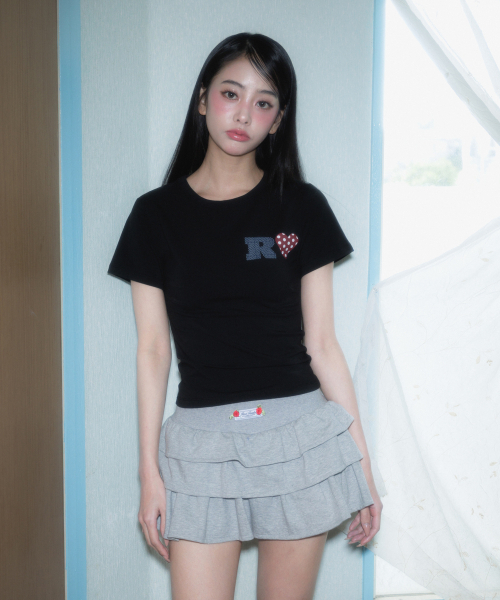 ROSEFRANTZ（ロゼフランツ）の「Dot Heart Cotton T-Shirt [Black]（Tシャツ/カットソー・レディース・ブラック・SMALL/MEDIUM）」の3枚目の写真