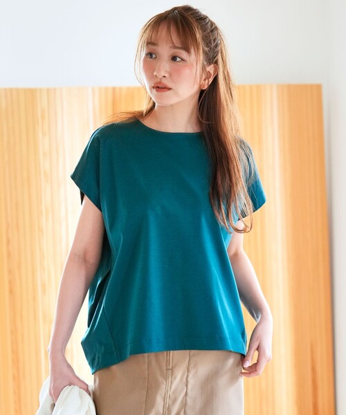 ANY SIS(エニィスィス)の「【シルクタッチさら魅せTシャツ】後ろコクーン プルオーバー(Tシャツ/カットソー・レディース・ダークグリーン系/アイボリー系2/オレンジ系/ライラック系/アイボリー系/ブラック系/ベージュ系2・X-LARGE)」の5枚目の写真