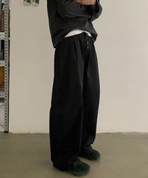ワイドシルエットフロントボタンタックパンツ