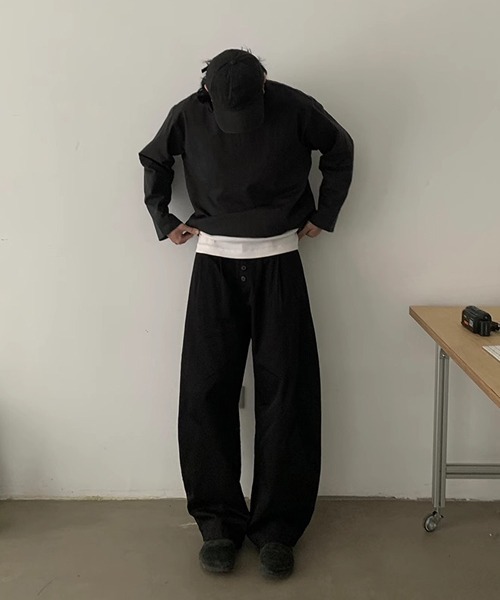 Ressaca（レサーカ）の「ワイドシルエットフロントボタンタックパンツ（その他パンツ・レディース・ブラック/ベージュ・L/XL/M）」の5枚目の写真