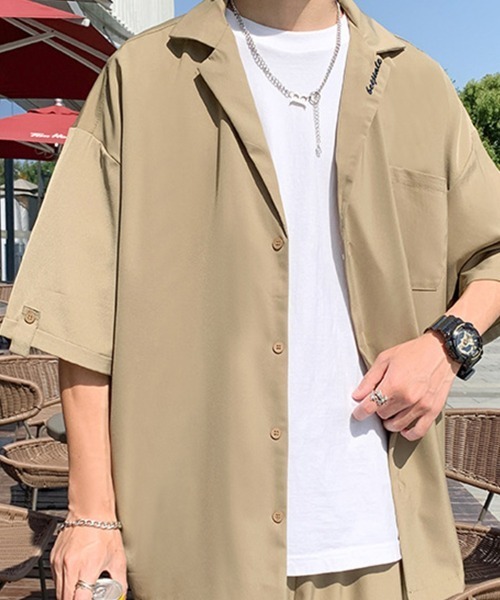 KELVIN(ケルヴァン)の「Relax Open Collar Set Up リラックスオープンカラーセットアップ(セットアップ・メンズ・ブラック/ベージュ・MEDIUM/LARGE)」の9枚目の写真