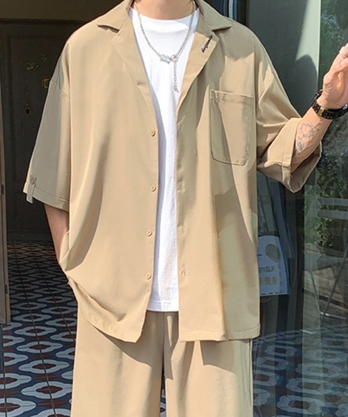 KELVIN(ケルヴァン)の「Relax Open Collar Set Up リラックスオープンカラーセットアップ(セットアップ・メンズ・ブラック/ベージュ・MEDIUM/LARGE)」の11枚目の写真