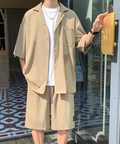 KELVIN(ケルヴァン)の「Relax Open Collar Set Up リラックスオープンカラーセットアップ(セットアップ・メンズ・ブラック/ベージュ・MEDIUM/LARGE)」の12枚目の写真