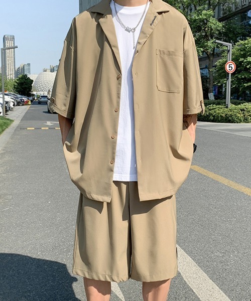 KELVIN(ケルヴァン)の「Relax Open Collar Set Up リラックスオープンカラーセットアップ(セットアップ・メンズ・ブラック/ベージュ・MEDIUM/LARGE)」の13枚目の写真