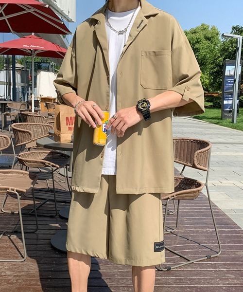 KELVIN(ケルヴァン)の「Relax Open Collar Set Up リラックスオープンカラーセットアップ(セットアップ・メンズ・ブラック/ベージュ・MEDIUM/LARGE)」の14枚目の写真