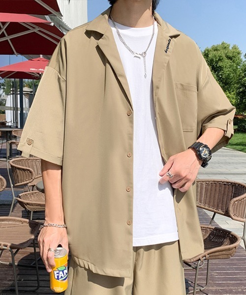 KELVIN(ケルヴァン)の「Relax Open Collar Set Up リラックスオープンカラーセットアップ(セットアップ・メンズ・ブラック/ベージュ・MEDIUM/LARGE)」の15枚目の写真