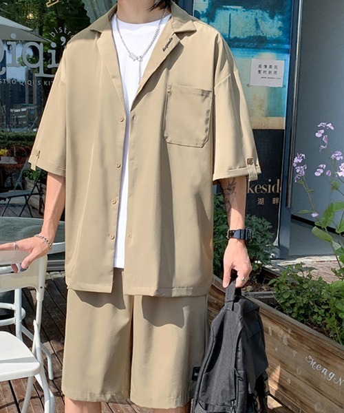 KELVIN(ケルヴァン)の「Relax Open Collar Set Up リラックスオープンカラーセットアップ(セットアップ・メンズ・ブラック/ベージュ・MEDIUM/LARGE)」の18枚目の写真