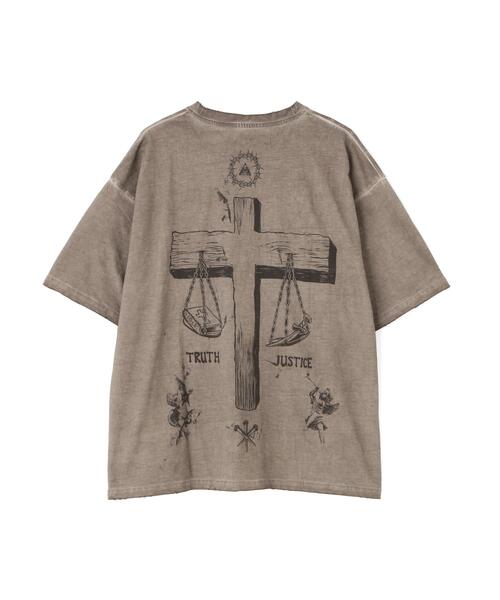 DANKE SCHON（ダンケシェーン）の「DankeSchon/ダンケシェーン/SPRAY BURN S/S TEE CROSS（Tシャツ/カットソー・メンズ・グレー・L/M）」の2枚目の写真